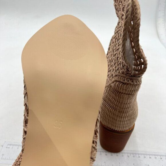 Nude Women Pointed Toe Mesh Low Chunky Heel Ankle Boots Back Zipper Short Bootie - Picture 5 of 7